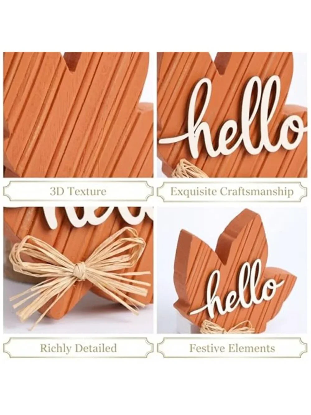 Fall Decorations for Home, 3Pcs Wooden Fall Decor with Maple